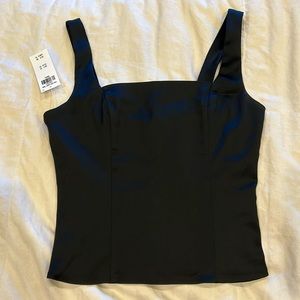 Black, satin, corset top, Abercrombie and Fitch, XS